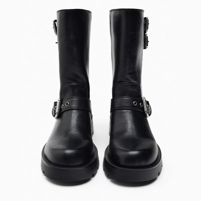 Donna Biker Boots In Pelle  | Sneakers Donna Donna