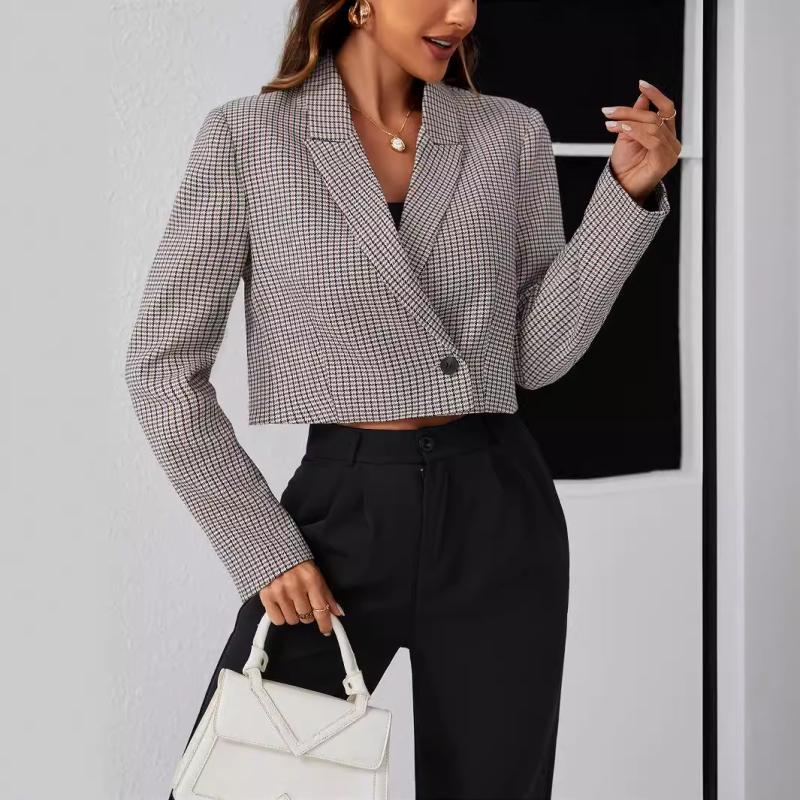 Donna Blazer Cropped Check  | Giacche Abbigliamento Donna