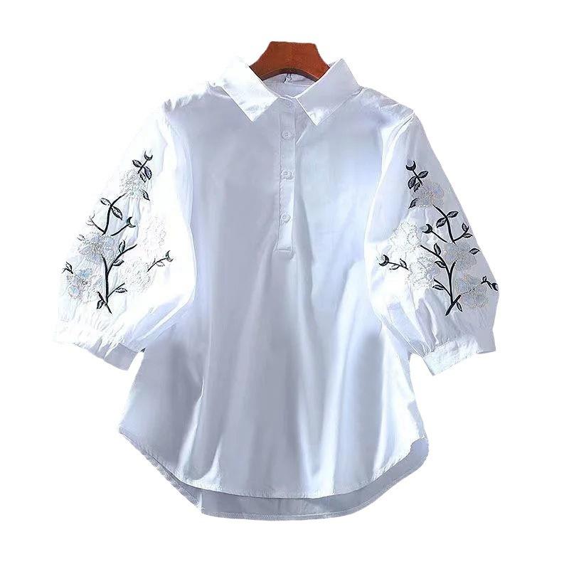 Donna Camicia Con Ricami Gioiello  | Camicie Abbigliamento bianco