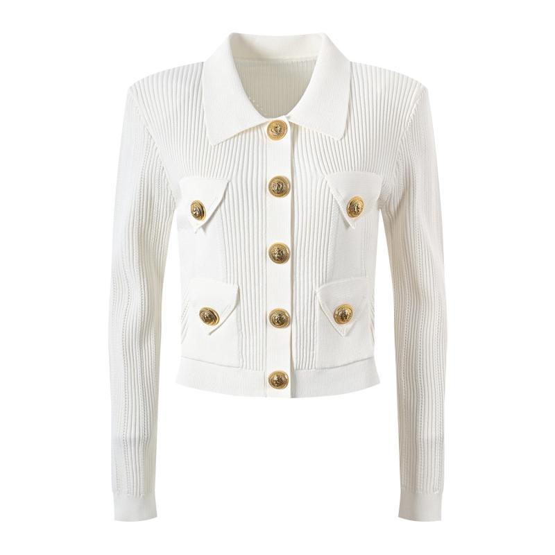 Donna Cardigan In Maglia Con Bottoni  | Maglieria Abbigliamento bianco