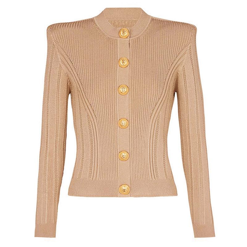 Donna Cardigan In Maglia Traforata Vichy  | Maglieria Abbigliamento beige