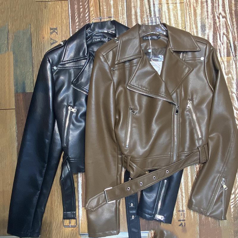 Donna Giacca Biker Corta In Pelle  | Capispalla Abbigliamento Capispalla