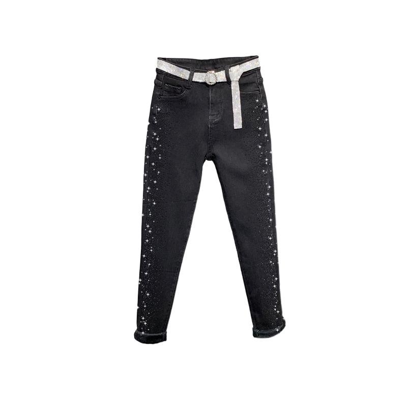 Donna Jeans Skinny Bottom Up Con Strass  | Jeans Abbigliamento denim nero