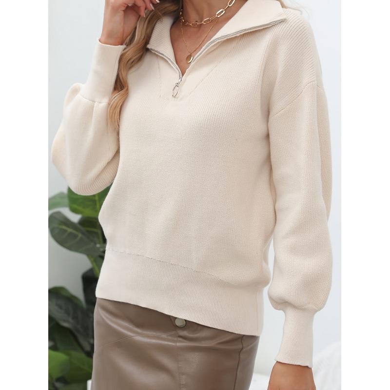 Donna Maglia In Lana Con Zip  | Maglieria Abbigliamento bianco lana