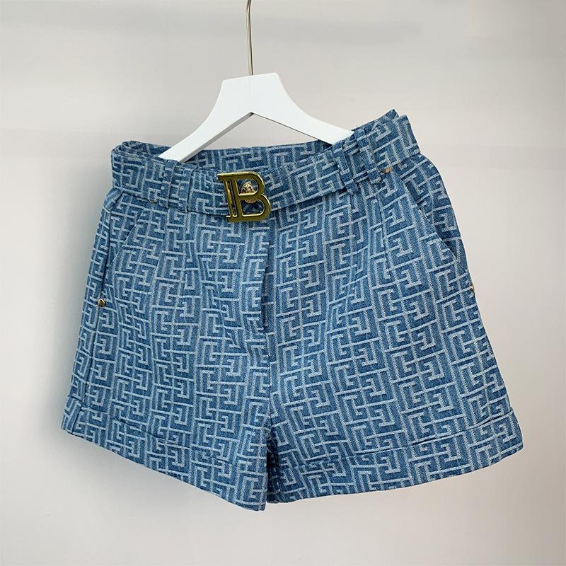 Donna Shorts In Denim Con Monogramma  | Denim Abbigliamento blu