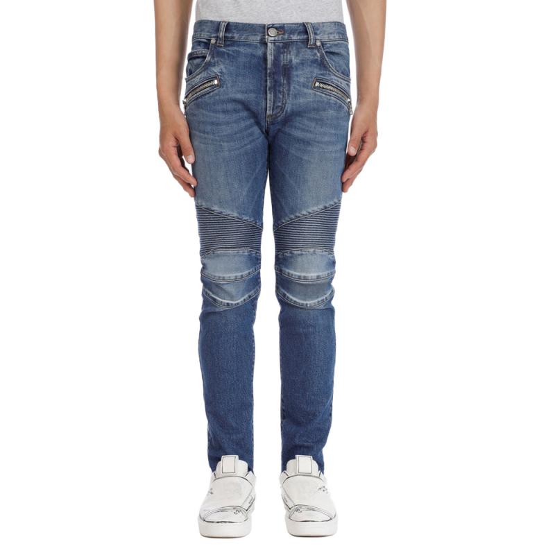 Uomo Jeans Biker In Denim Délavé  | Denim Abbigliamento blu