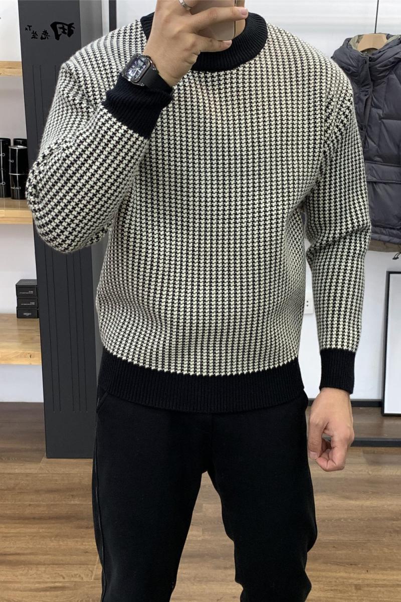 Uomo Maglia Jacquard In Lana  | Cardigan E Maglioni Abbigliamento blu scuro