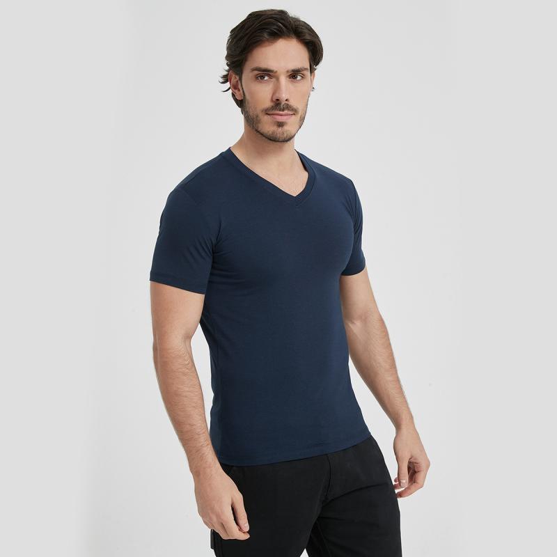 Uomo T-Shirt Con Scollo A V  | Polo E T-Shirt Abbigliamento blu scuro